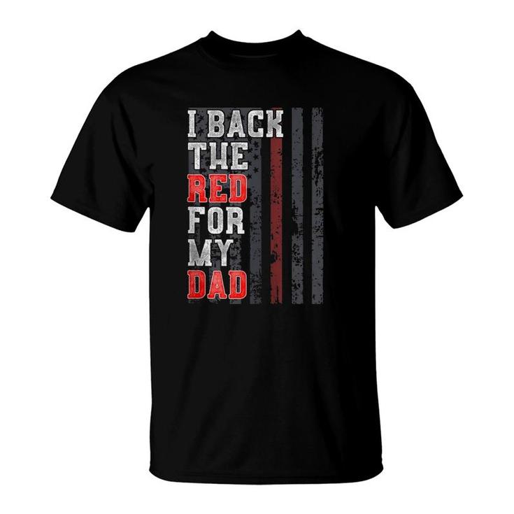 Firefighter Dad Daughter Son Support Flag Design Red Zip T-Shirt