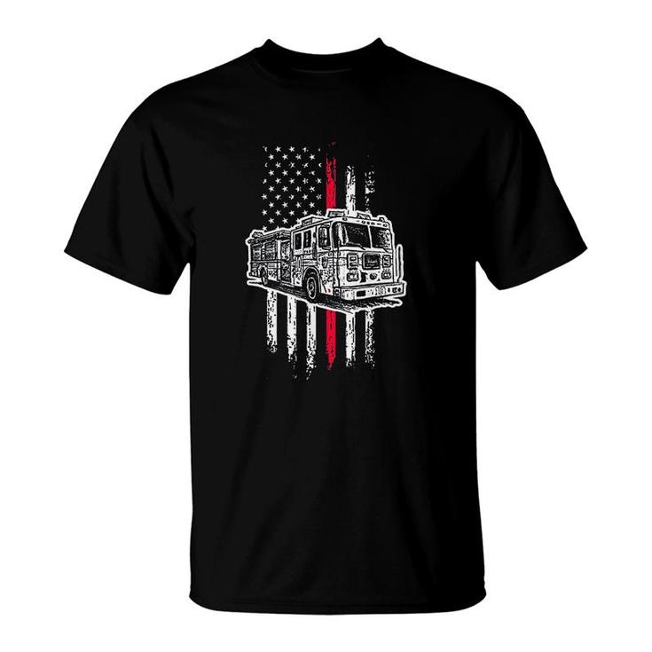 Fireman American Flag Us Firefighter T-Shirt