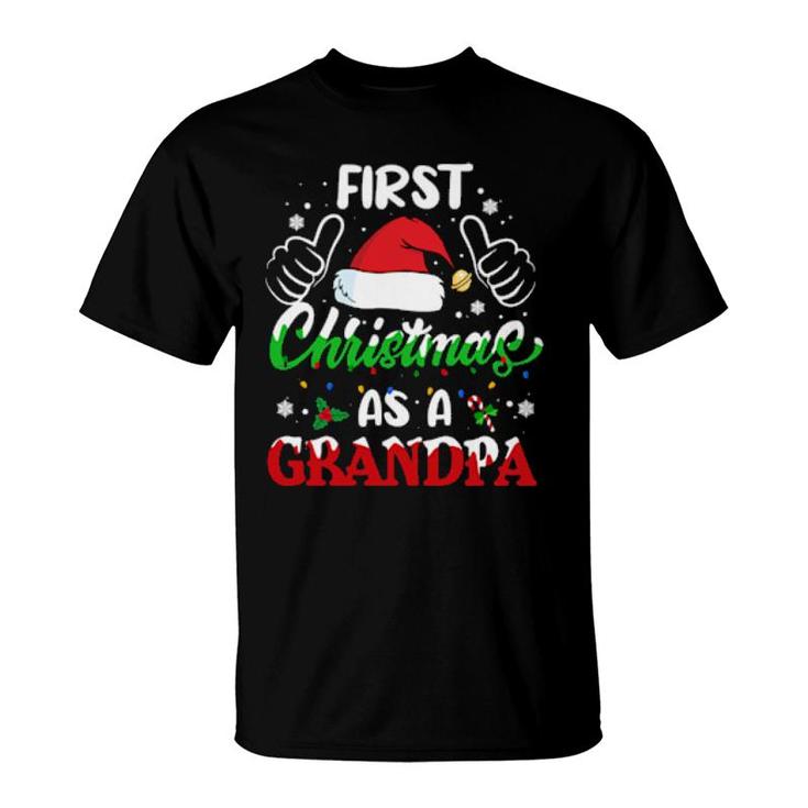 First Christmas As A Grandpa  Santa Hat Xmas Light 2021  T-Shirt