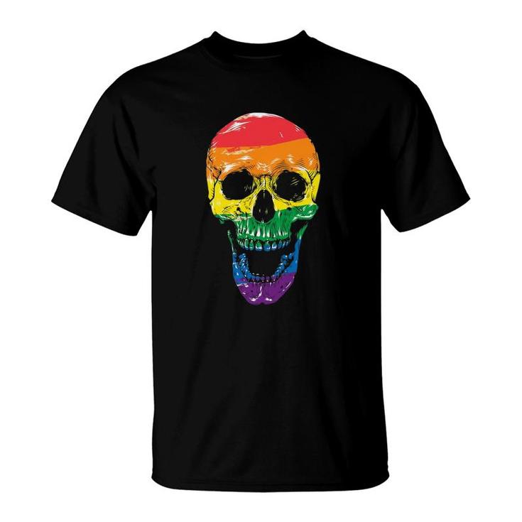 Flag Skull Halloween Gay Pride Month Lgbt T-Shirt