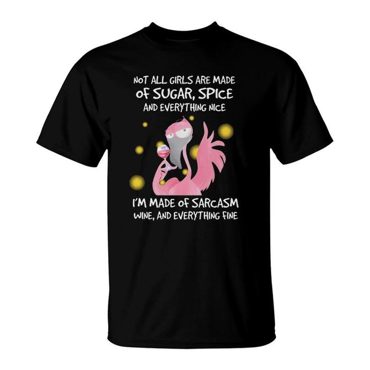 Flamingo Girl Wine Fine T-Shirt
