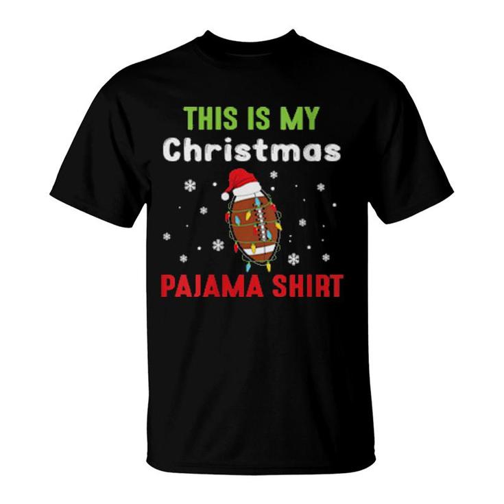 Football Christmas Lights Santa Hat Xmas Sports T-Shirt