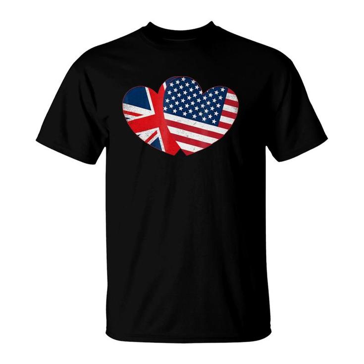 Fourth Of July S British American Flags Hearts Uk Usa T-Shirt