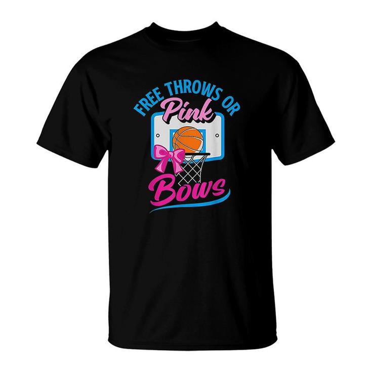 Free Throws Or Pink Bows Boy Or Girl Gender Reveal Party V2 T-shirt