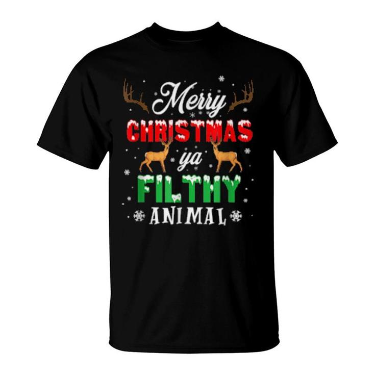 Funny Alone At Home Movies Merrychristmas Filty Animal  T-Shirt