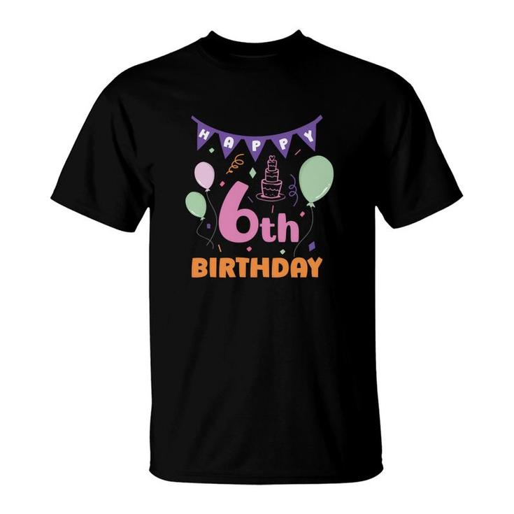 Funny Cool Creative Design 6Th Birthday Colorful T-Shirt