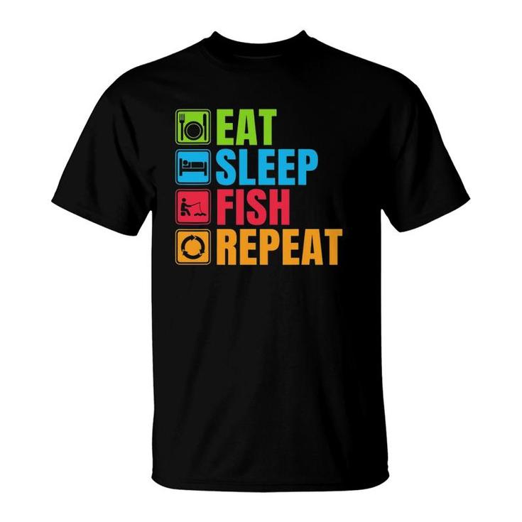 Funny Fishing Gift Eat Sleep Fish Repeat T-Shirt