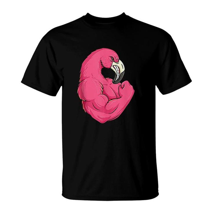 Funny Flamingo Weightlifting Bodybuilder Muscle T-Shirt