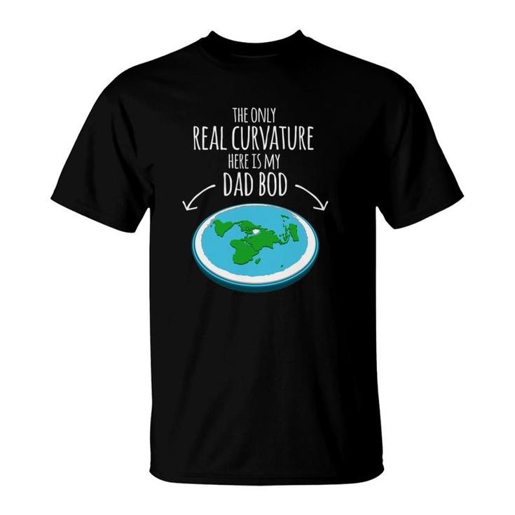 Funny Flat Earth Truth Curvature Dad Bod  Father's Day T-Shirt