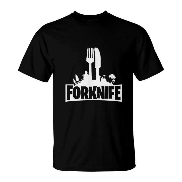 Funny Forknife Video Games Joke Graphic T-Shirt