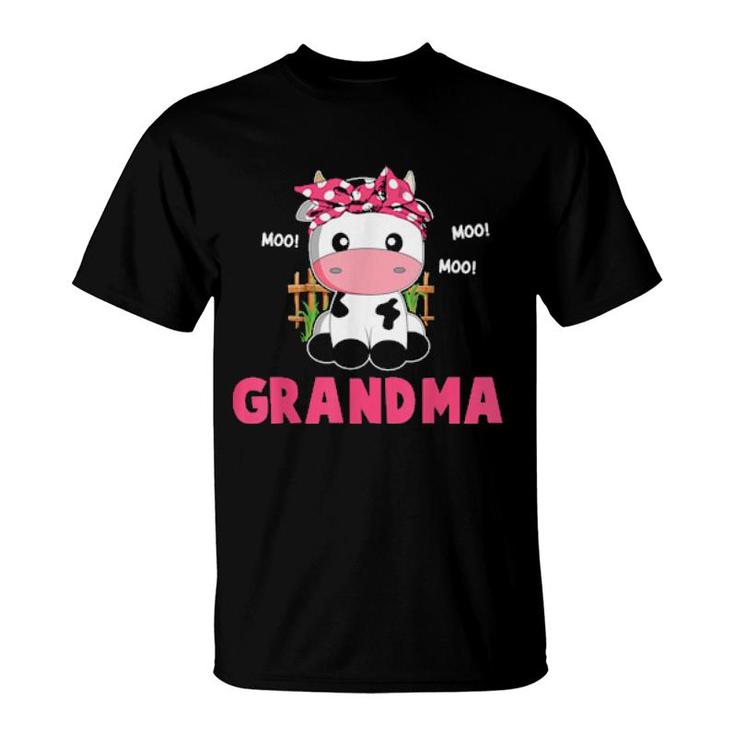 Funny Grandma Cow Cute Cow Farmer Birthday Matching Family  T-Shirt