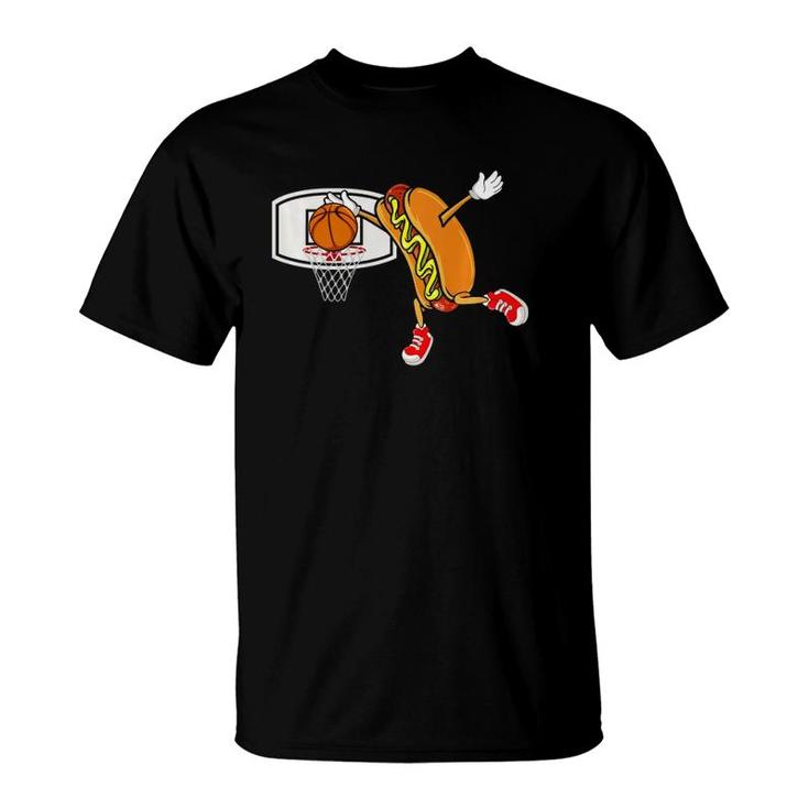 Funny Hot Dog Slam Dunk Basketball  T-Shirt