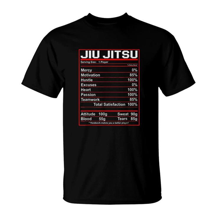 Funny Jiu Jitsu Nutrition Facts T-Shirt