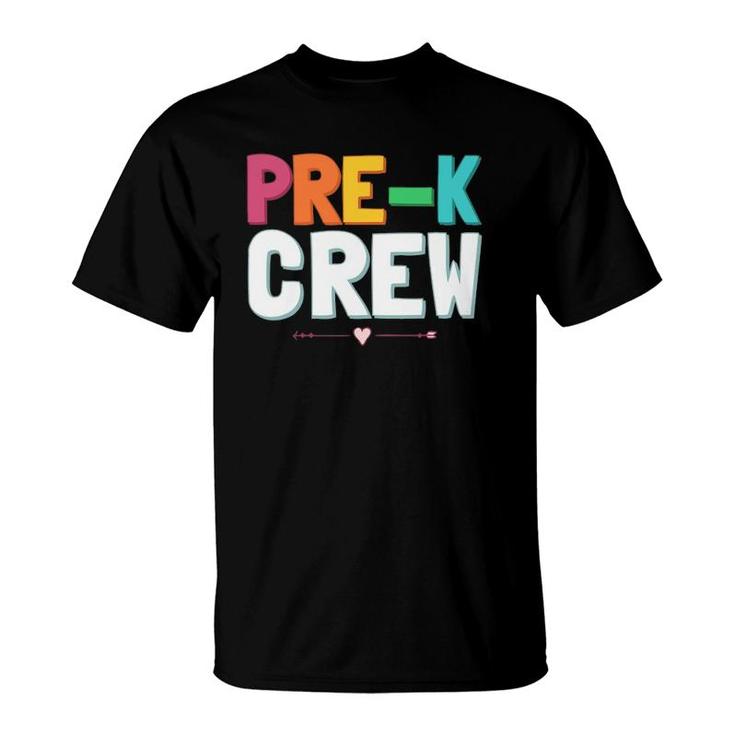 Funny Preschool Teacher Designs For Men Women Pre K Crew T-Shirt