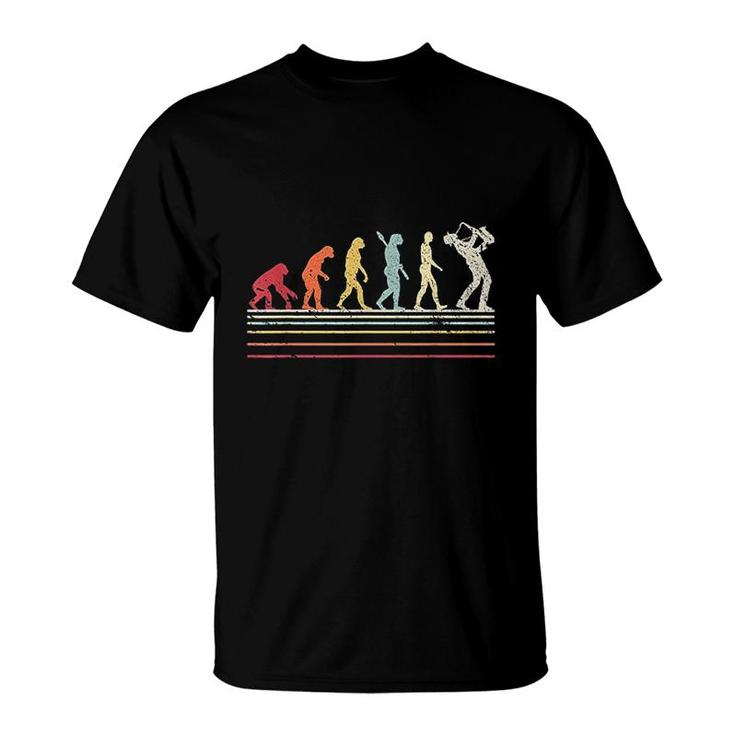 Funny Saxophone  Retro Vintage Evolution Of Man T-Shirt
