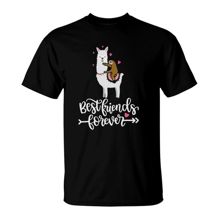Funny Sloth Cute Llama Best Friends Forever Animal Lover T-Shirt