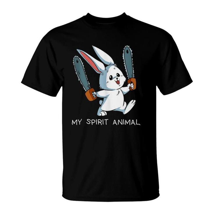 Funny Spirit Animal Loony Chainsaw Bunny Crazy Rabbit  T-Shirt