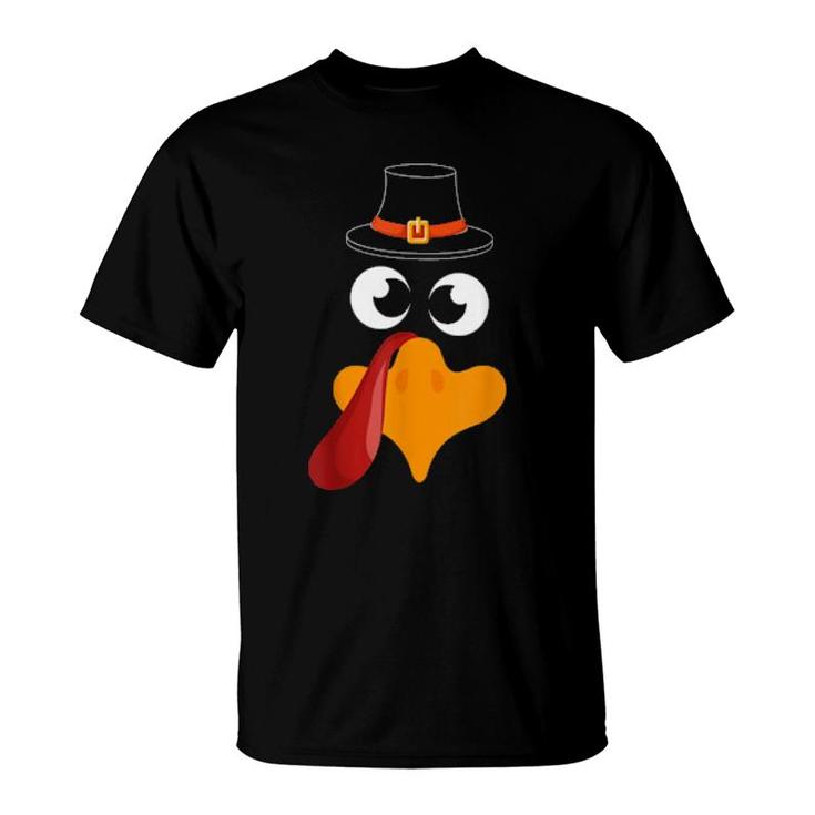 Funny Thanksgiving Fall Joke Silly Turkey Face Thanksgiving  T-Shirt