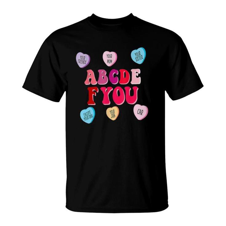 Funny Valentine's Day Hearts Abcdefu Women Men Valentine T-Shirt