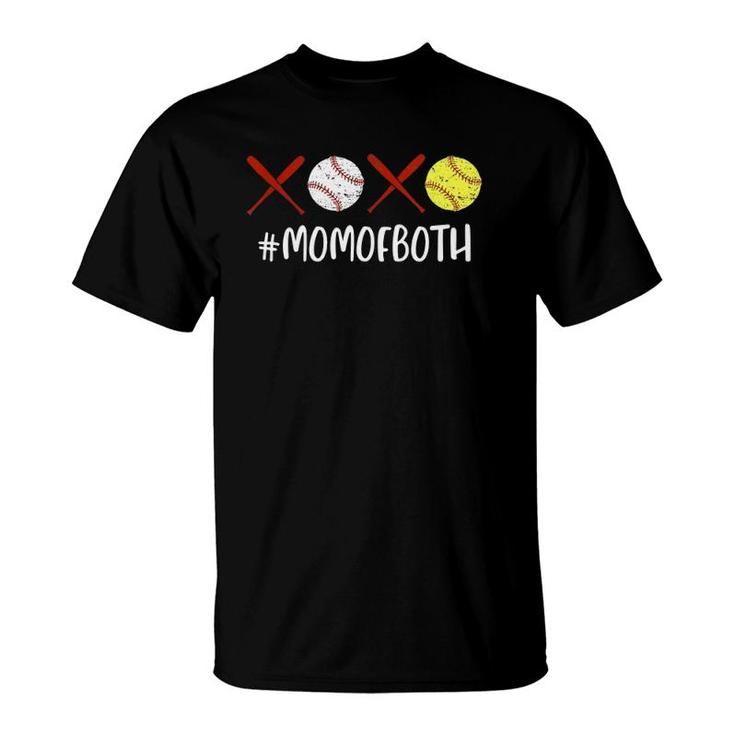 Funny Xoxo Mom Of Both Softball Mom Baseball Mom Mothers Day T-Shirt