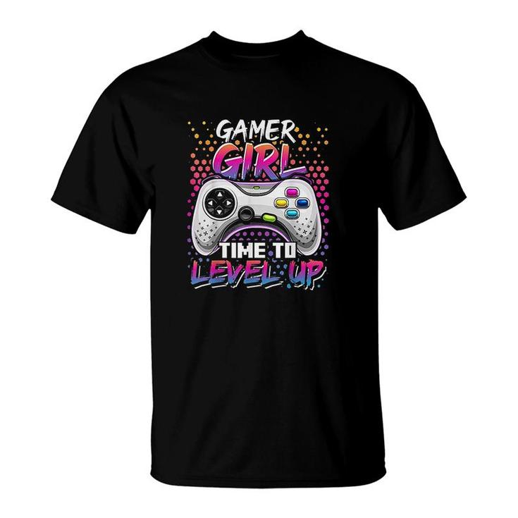 Gamer Girl Time To Level Up Video Game Birthday Gift Girls Level Up Birthday T-Shirt