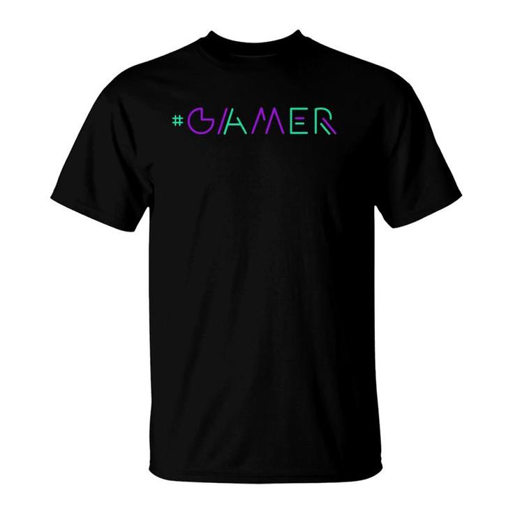 Gamer Retro Gaming Gamer & Video Game Lover Green-Purple T-Shirt