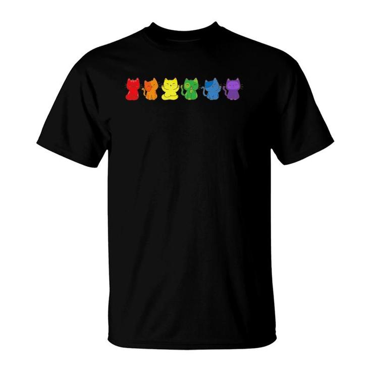 Gay Pride Cats Lgbt Men Women Gift T-Shirt