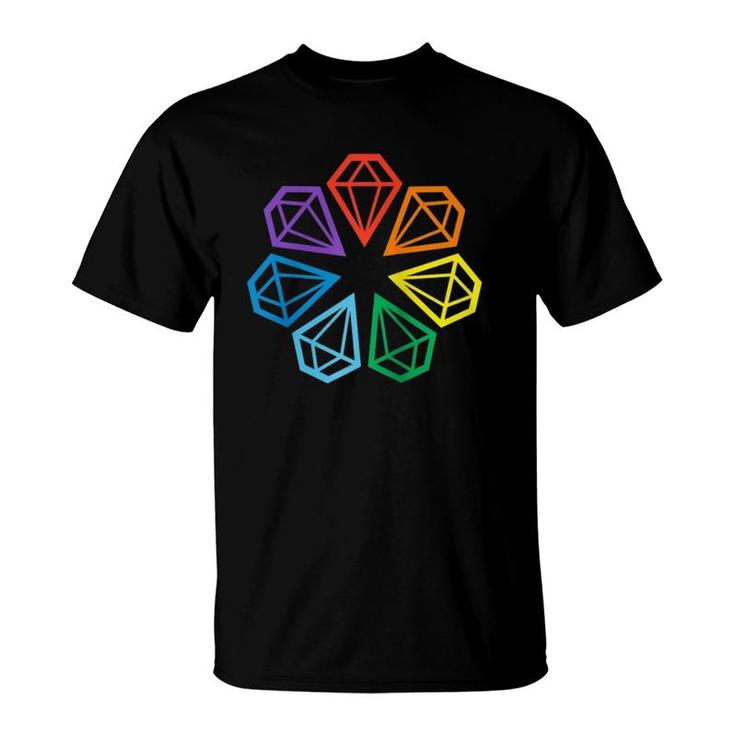 Gay Pride Lgbt Rainbow Minimalist Polygon Diamonds  T-Shirt