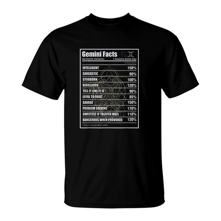 Gemini Facts Zodiac Sign T-Shirt