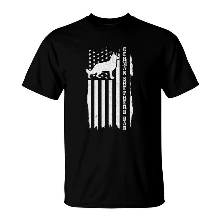 German Shepherd Dad Vintage American Flag Patriotic Dog T-Shirt