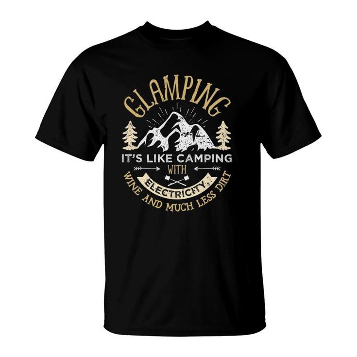Glamping Definition Glamper Women Men Wine Funny Camping  T-Shirt