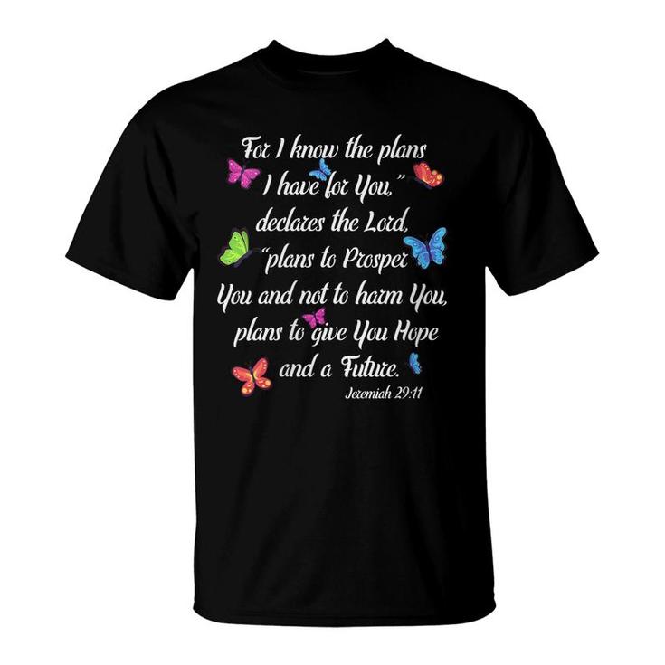 Godly Jeremiah 2911 Christian Bible Verse Butterfly T-shirt