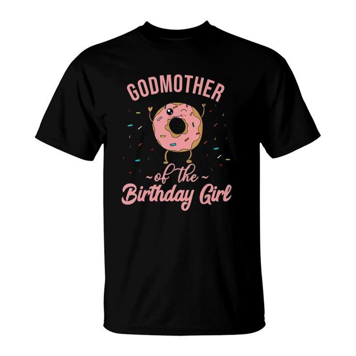 Godmother Of The Birthday Girl Funny Donut Party Quote Pink T-Shirt