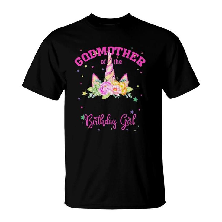 Godmother Of The Birthday Girl Unicorn Lashes Gift T-Shirt