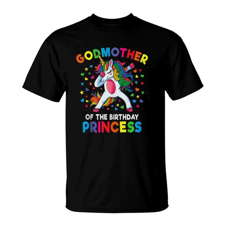 Godmother Of The Birthday Princess Dabbing Unicorn Party  T-Shirt
