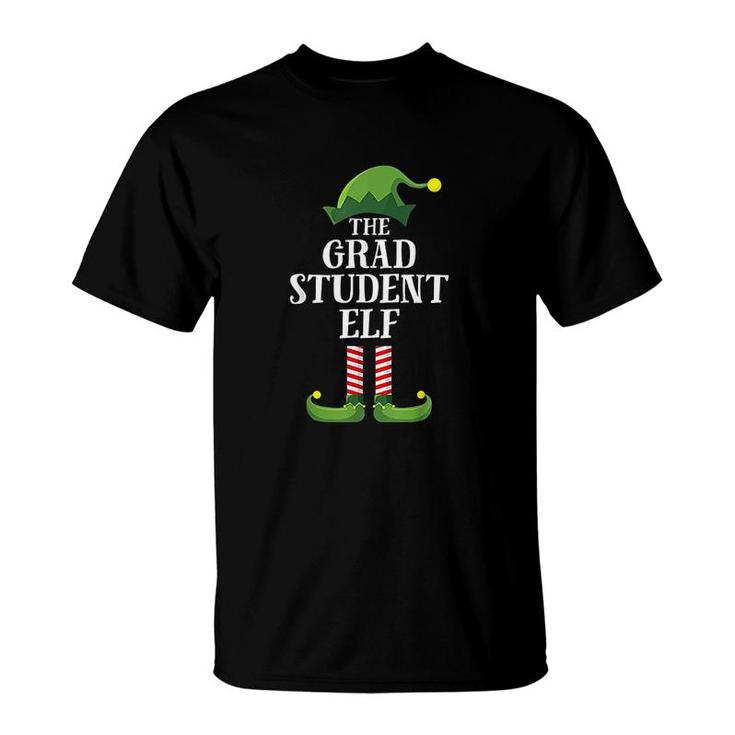 Student Elf Grad Student Elf T-Shirt | Mazezy