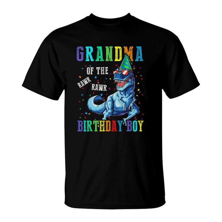 Grandma Of The Birthday Boy  Funny Grandma Dinosaur T-Shirt