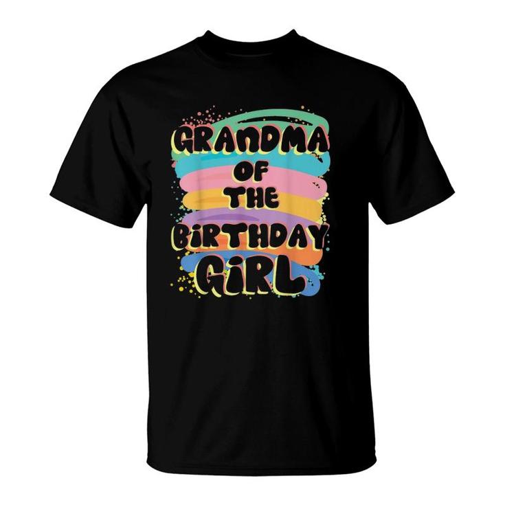 Grandma Of The Birthday Girl Colorful Matching Family T-Shirt