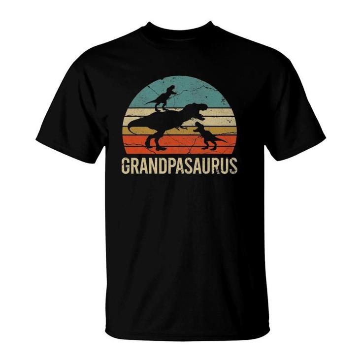 Grandpa Dinosaur Gift Funny Grandpasaurus 2 Two Grandkids T-Shirt