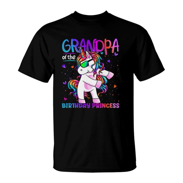 Grandpa Of The Birthday Princess Flossing Unicorn Mens T-Shirt