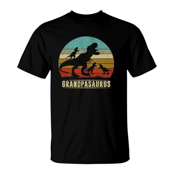 Grandpasaurus Rex Grandpa Dinosaur 3 Three Kids Father's Day T-Shirt