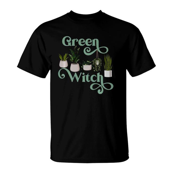 Green Witch Funny Plant Mom Lady Indoor Outdoor Plants Lover  T-Shirt