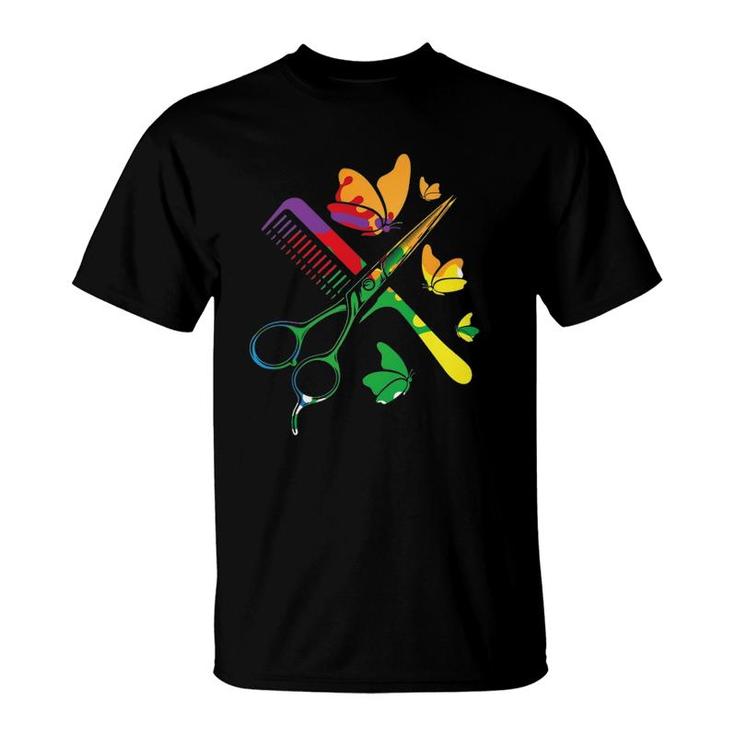 Hairdresser Gay Pride Lgbtq Scissors Cool Beautician Gifts T-Shirt