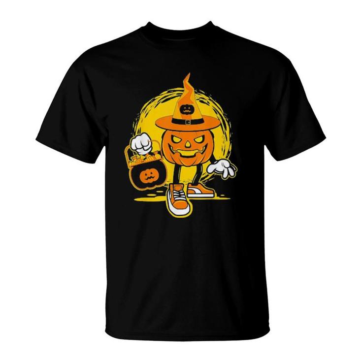 Halloween Pumpkin Game Design Character With Candies T-Shirt