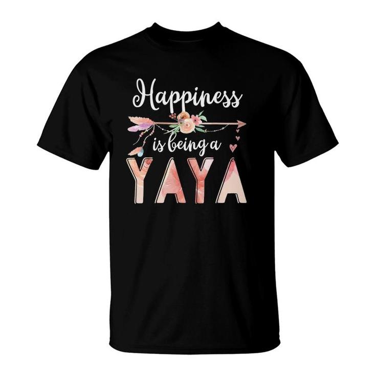 Happiness Is Being A Yaya Floral Mother's Day Grandma T-Shirt