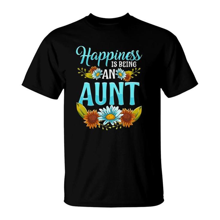 Happiness Is Being An Aunt Cute Floral Mothers Day Gifts T-Shirt