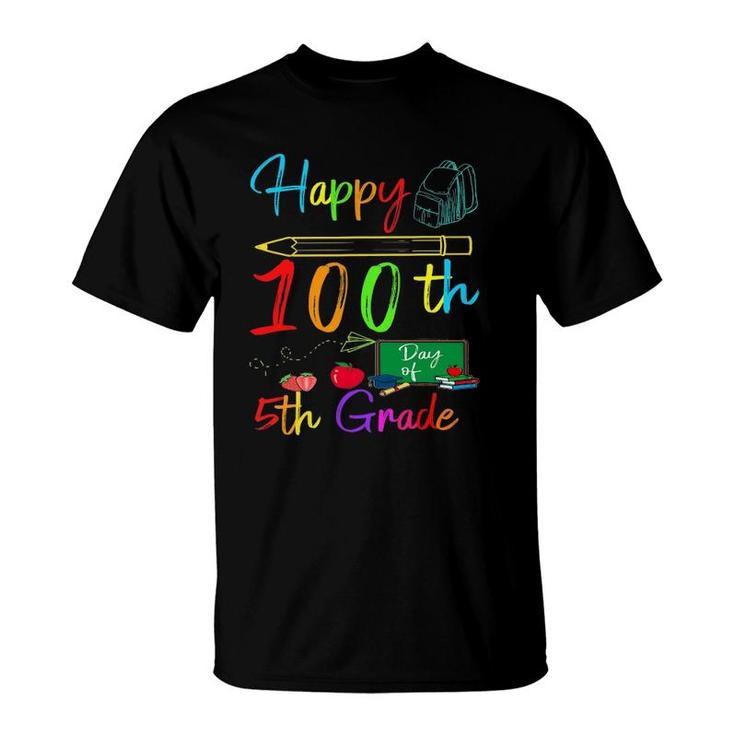 Happy 100Th Day Of 5Th Grade  Gifts Teacher Boys Kids T-Shirt