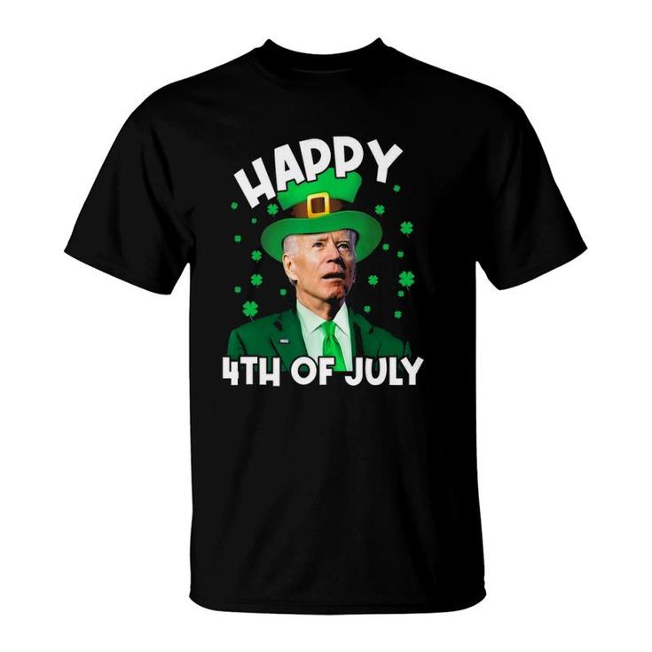 Happy 4Th Of July Biden Leprechaun Shamrock St Patrick's Day T-Shirt