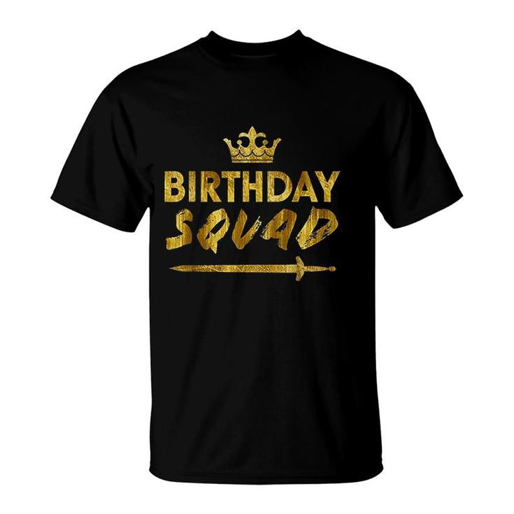 Happy Birthday Squad King Crown Sword Party Golden Cruise  T-Shirt