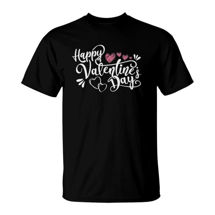 Happy Valentine's Day Lovely Handwritten Lettering Design T-Shirt